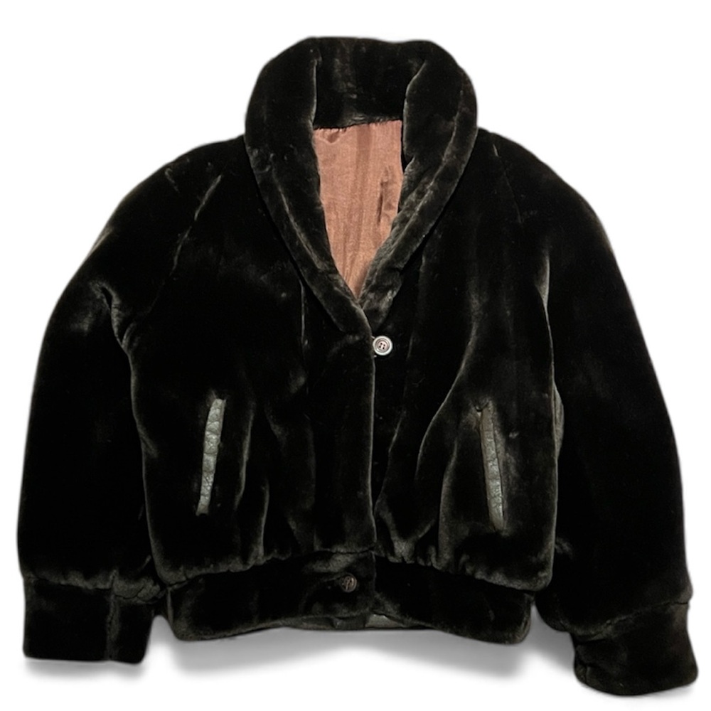 Massimo by Iamello Faux Fur Oversized Crop Jacket Chocolate Brown Women’s Small